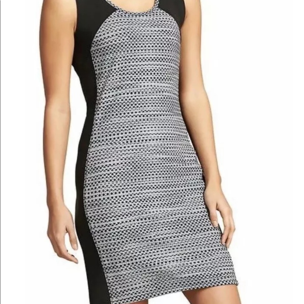 Athleta gray black stretch dot fuse dress size XS sleeveless summer mini dress